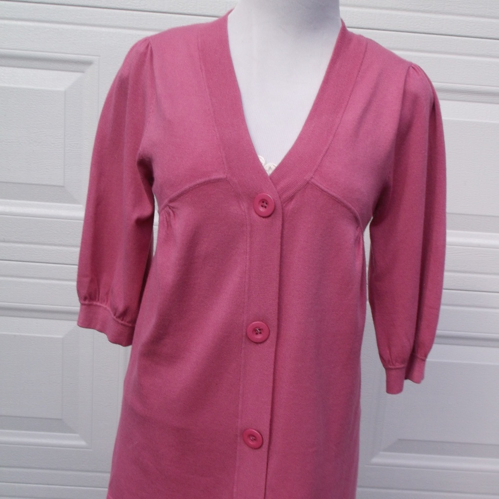 FEVER Raspberry Pink Puff Sleeve Cardigan tunic